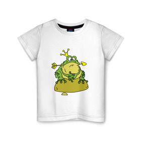 Детская футболка хлопок с принтом Царевна лягушка в Тюмени, 100% хлопок | круглый вырез горловины, полуприлегающий силуэт, длина до линии бедер | Тематика изображения на принте: сказка | стрела
