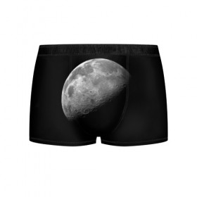 Мужские трусы 3D с принтом moon в Тюмени, 50% хлопок, 50% полиэстер | классическая посадка, на поясе мягкая тканевая резинка | Тематика изображения на принте: cosmos | luna | moon | space | космос | луна