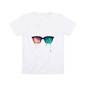 Детская футболка хлопок с принтом Абстрактные очки в Тюмени, 100% хлопок | круглый вырез горловины, полуприлегающий силуэт, длина до линии бедер | 