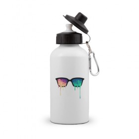 Бутылка спортивная с принтом Абстрактные очки в Тюмени, металл | емкость — 500 мл, в комплекте две пластиковые крышки и карабин для крепления | 