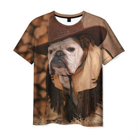Мужская футболка 3D с принтом Bulldog 6 в Тюмени, 100% полиэфир | прямой крой, круглый вырез горловины, длина до линии бедер | bulldog blogger | tecuaniventura | блоггер | бульдог | бульдог блоггер | животные | карамелька | собаки