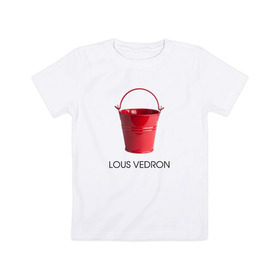 Детская футболка хлопок с принтом LOUS VEDRON в Тюмени, 100% хлопок | круглый вырез горловины, полуприлегающий силуэт, длина до линии бедер | louis vuetton | lous vedron | антибренд | бренд | луи витон | пародии