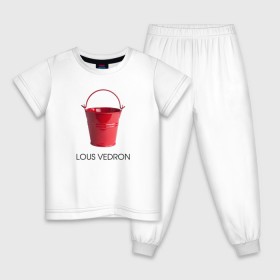 Детская пижама хлопок с принтом LOUS VEDRON в Тюмени, 100% хлопок |  брюки и футболка прямого кроя, без карманов, на брюках мягкая резинка на поясе и по низу штанин
 | louis vuetton | lous vedron | антибренд | бренд | луи витон | пародии