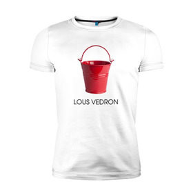 Мужская футболка премиум с принтом LOUS VEDRON в Тюмени, 92% хлопок, 8% лайкра | приталенный силуэт, круглый вырез ворота, длина до линии бедра, короткий рукав | Тематика изображения на принте: louis vuetton | lous vedron | антибренд | бренд | луи витон | пародии