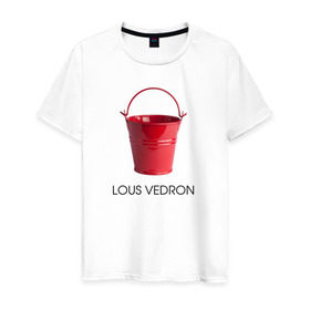 Мужская футболка хлопок с принтом LOUS VEDRON в Тюмени, 100% хлопок | прямой крой, круглый вырез горловины, длина до линии бедер, слегка спущенное плечо. | louis vuetton | lous vedron | антибренд | бренд | луи витон | пародии