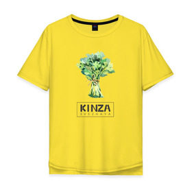 Мужская футболка хлопок Oversize с принтом KINZA в Тюмени, 100% хлопок | свободный крой, круглый ворот, “спинка” длиннее передней части | Тематика изображения на принте: kenzo | kinza | антибренд | бренд | кензо | кинза | пародии