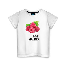 Детская футболка хлопок с принтом LOVE MALINO в Тюмени, 100% хлопок | круглый вырез горловины, полуприлегающий силуэт, длина до линии бедер | love moschino | антибренд | бренд | лав малино | лав москино | малино | пародии