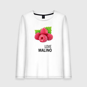 Женский лонгслив хлопок с принтом LOVE MALINO в Тюмени, 100% хлопок |  | love moschino | антибренд | бренд | лав малино | лав москино | малино | пародии