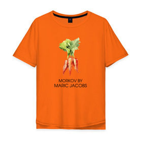 Мужская футболка хлопок Oversize с принтом MORKOV BY MARIC JACOBS в Тюмени, 100% хлопок | свободный крой, круглый ворот, “спинка” длиннее передней части | jacobs mark | morkov | антибренд | бренд | пародии