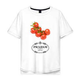 Мужская футболка хлопок Oversize с принтом PRADAM в Тюмени, 100% хлопок | свободный крой, круглый ворот, “спинка” длиннее передней части | prada | pradam | антибренд | бренд | пародии | прада | прадам