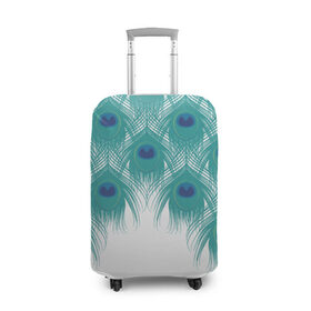 Чехол для чемодана 3D с принтом Перья павлина в Тюмени, 86% полиэфир, 14% спандекс | двустороннее нанесение принта, прорези для ручек и колес | павлин | перья | птицы | фауна