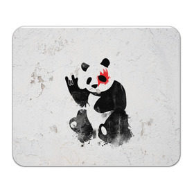 Коврик прямоугольный с принтом Рок-панда в Тюмени, натуральный каучук | размер 230 х 185 мм; запечатка лицевой стороны | Тематика изображения на принте: rock | коза | метал | панда | рок