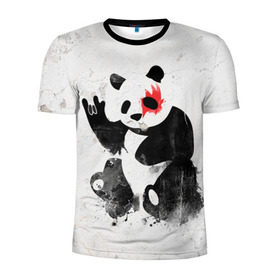 Мужская футболка 3D спортивная с принтом Рок-панда в Тюмени, 100% полиэстер с улучшенными характеристиками | приталенный силуэт, круглая горловина, широкие плечи, сужается к линии бедра | rock | коза | метал | панда | рок