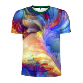 Мужская футболка 3D спортивная с принтом Краски в Тюмени, 100% полиэстер с улучшенными характеристиками | приталенный силуэт, круглая горловина, широкие плечи, сужается к линии бедра | абстракция | краски | узор | цвет