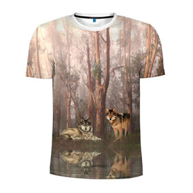 Мужская футболка 3D спортивная с принтом Forest в Тюмени, 100% полиэстер с улучшенными характеристиками | приталенный силуэт, круглая горловина, широкие плечи, сужается к линии бедра | зверь | лес