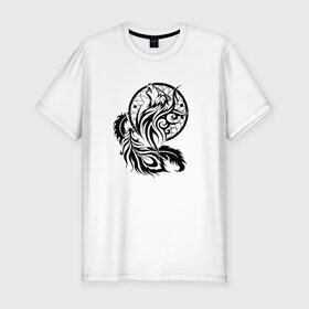Мужская футболка премиум с принтом Ловец снов в Тюмени, 92% хлопок, 8% лайкра | приталенный силуэт, круглый вырез ворота, длина до линии бедра, короткий рукав | волк | ловец снов | трайбл | фауна | этно