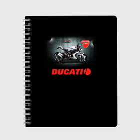 Тетрадь с принтом Ducati 4 в Тюмени, 100% бумага | 48 листов, плотность листов — 60 г/м2, плотность картонной обложки — 250 г/м2. Листы скреплены сбоку удобной пружинной спиралью. Уголки страниц и обложки скругленные. Цвет линий — светло-серый
 | ducati | moto | дукати | мото | мотоцикл | мотоциклы