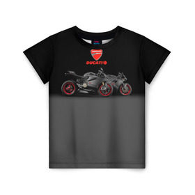 Детская футболка 3D с принтом Ducati 2 в Тюмени, 100% гипоаллергенный полиэфир | прямой крой, круглый вырез горловины, длина до линии бедер, чуть спущенное плечо, ткань немного тянется | ducati | moto | дукати | мото | мотоцикл | мотоциклы