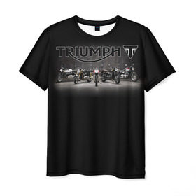 Мужская футболка 3D с принтом Triumph 5 в Тюмени, 100% полиэфир | прямой крой, круглый вырез горловины, длина до линии бедер | Тематика изображения на принте: moto | triumph | мотоцикл | мотоциклы | триумф