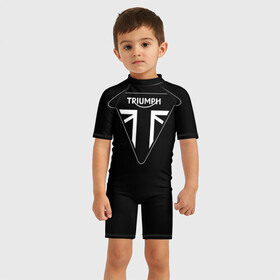 Детский купальный костюм 3D с принтом Triumph 4 в Тюмени, Полиэстер 85%, Спандекс 15% | застежка на молнии на спине | moto | triumph | мотоцикл | мотоциклы | триумф
