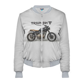 Женский бомбер 3D с принтом Triumph 2 в Тюмени, 100% полиэстер | застегивается на молнию, по бокам два кармана без застежек, мягкие манжеты, по низу бомбера и на воротнике — эластичная резинка | moto | triumph | мотоцикл | мотоциклы | триумф
