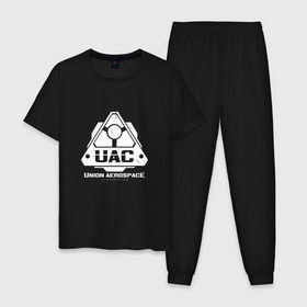 Мужская пижама хлопок с принтом UAC в Тюмени, 100% хлопок | брюки и футболка прямого кроя, без карманов, на брюках мягкая резинка на поясе и по низу штанин
 | corporation | doom | дум