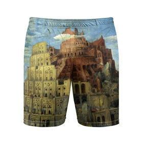 Мужские шорты 3D спортивные с принтом Вавилонская башня в Тюмени,  |  | вавилонская башня