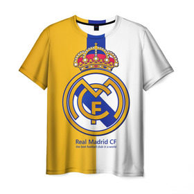 Мужская футболка 3D с принтом Real Madrid CF в Тюмени, 100% полиэфир | прямой крой, круглый вырез горловины, длина до линии бедер | Тематика изображения на принте: football | испания | клуб | мадрид | реал | фк | футбольный