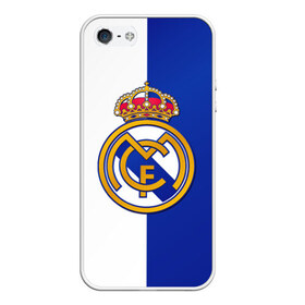 Чехол для iPhone 5/5S матовый с принтом Real Madrid в Тюмени, Силикон | Область печати: задняя сторона чехла, без боковых панелей | football | испания | клуб | мадрид | реал | фк | футбольный
