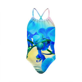Детский купальник 3D с принтом Орхидеи в Тюмени, Полиэстер 85%, Спандекс 15% | Слитный крой, подклад по переду изделия, узкие бретели | орхидея | природа | цветы
