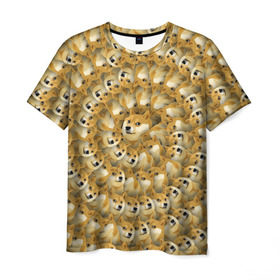 Мужская футболка 3D с принтом Фрактал из Doge в Тюмени, 100% полиэфир | прямой крой, круглый вырез горловины, длина до линии бедер | Тематика изображения на принте: мем | собака | хаски