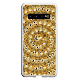 Чехол для Samsung Galaxy S10 с принтом Фрактал из Doge в Тюмени, Силикон | Область печати: задняя сторона чехла, без боковых панелей | мем | собака | хаски
