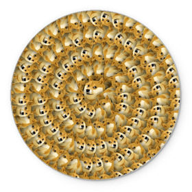 Коврик круглый с принтом Фрактал из Doge в Тюмени, резина и полиэстер | круглая форма, изображение наносится на всю лицевую часть | мем | собака | хаски