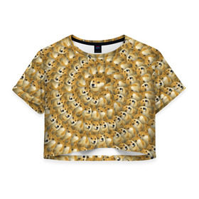 Женская футболка 3D укороченная с принтом Фрактал из Doge в Тюмени, 100% полиэстер | круглая горловина, длина футболки до линии талии, рукава с отворотами | мем | собака | хаски