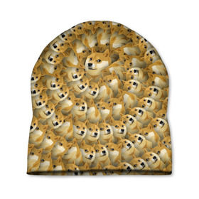 Шапка 3D с принтом Фрактал из Doge в Тюмени, 100% полиэстер | универсальный размер, печать по всей поверхности изделия | Тематика изображения на принте: мем | собака | хаски