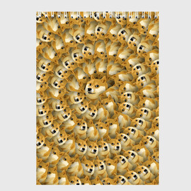 Скетчбук с принтом Фрактал из Doge в Тюмени, 100% бумага
 | 48 листов, плотность листов — 100 г/м2, плотность картонной обложки — 250 г/м2. Листы скреплены сверху удобной пружинной спиралью | Тематика изображения на принте: мем | собака | хаски