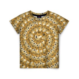 Детская футболка 3D с принтом Фрактал из Doge в Тюмени, 100% гипоаллергенный полиэфир | прямой крой, круглый вырез горловины, длина до линии бедер, чуть спущенное плечо, ткань немного тянется | Тематика изображения на принте: мем | собака | хаски