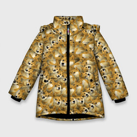 Зимняя куртка для девочек 3D с принтом Фрактал из Doge в Тюмени, ткань верха — 100% полиэстер; подклад — 100% полиэстер, утеплитель — 100% полиэстер. | длина ниже бедра, удлиненная спинка, воротник стойка и отстегивающийся капюшон. Есть боковые карманы с листочкой на кнопках, утяжки по низу изделия и внутренний карман на молнии. 

Предусмотрены светоотражающий принт на спинке, радужный светоотражающий элемент на пуллере молнии и на резинке для утяжки. | мем | собака | хаски