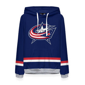 Женская толстовка 3D с принтом Columbus Blue Jackets в Тюмени, 100% полиэстер  | двухслойный капюшон со шнурком для регулировки, мягкие манжеты на рукавах и по низу толстовки, спереди карман-кенгуру с мягким внутренним слоем. | columbus blue jackets | hockey | nhl | нхл | хоккей