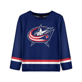 Детский лонгслив 3D с принтом Columbus Blue Jackets в Тюмени, 100% полиэстер | длинные рукава, круглый вырез горловины, полуприлегающий силуэт
 | columbus blue jackets | hockey | nhl | нхл | хоккей