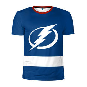 Мужская футболка 3D спортивная с принтом Tampa Bay Lightning в Тюмени, 100% полиэстер с улучшенными характеристиками | приталенный силуэт, круглая горловина, широкие плечи, сужается к линии бедра | hockey | nhl | tampa bay lightning | нхл | хоккей