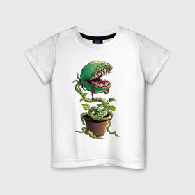 Детская футболка хлопок с принтом Plants vs zombies в Тюмени, 100% хлопок | круглый вырез горловины, полуприлегающий силуэт, длина до линии бедер | Тематика изображения на принте: plants | zombies