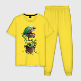 Мужская пижама хлопок с принтом Plants vs zombies в Тюмени, 100% хлопок | брюки и футболка прямого кроя, без карманов, на брюках мягкая резинка на поясе и по низу штанин
 | plants | zombies