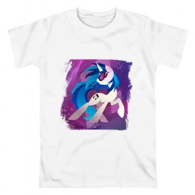 Мужская футболка хлопок с принтом My littlle pony Vinyl Scratch в Тюмени, 100% хлопок | прямой крой, круглый вырез горловины, длина до линии бедер, слегка спущенное плечо. | Тематика изображения на принте: 