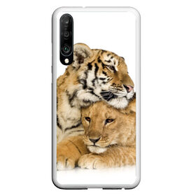 Чехол для Honor P30 с принтом Тигр и львица в Тюмени, Силикон | Область печати: задняя сторона чехла, без боковых панелей | дикие | милые | природа | тигр | яркие
