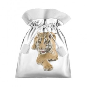 Подарочный 3D мешок с принтом Ласковый тигренок в Тюмени, 100% полиэстер | Размер: 29*39 см | Тематика изображения на принте: дикие | милые | природа | тигр | яркие
