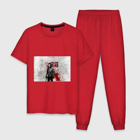 Мужская пижама хлопок с принтом Walking Dead в Тюмени, 100% хлопок | брюки и футболка прямого кроя, без карманов, на брюках мягкая резинка на поясе и по низу штанин
 | 