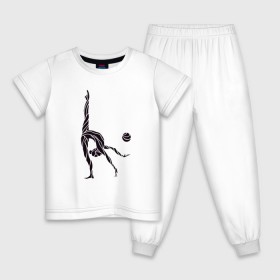 Детская пижама хлопок с принтом Гимнастка с мячом в Тюмени, 100% хлопок |  брюки и футболка прямого кроя, без карманов, на брюках мягкая резинка на поясе и по низу штанин
 | булавы | гимнастика | гимнастка | лента | мяч | обруч | художественная гимнастика
