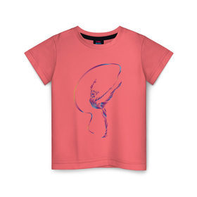 Детская футболка хлопок с принтом Гимнастка с лентой 3 в Тюмени, 100% хлопок | круглый вырез горловины, полуприлегающий силуэт, длина до линии бедер | булавы | гимнастика | гимнастка | лента | мяч | обруч | художественная гимнастика