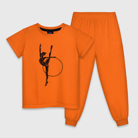 Детская пижама хлопок с принтом Гимнастка с обручем в Тюмени, 100% хлопок |  брюки и футболка прямого кроя, без карманов, на брюках мягкая резинка на поясе и по низу штанин
 | булавы | гимнастика | гимнастка | лента | мяч | обруч | художественная гимнастика